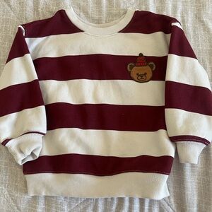 Cat & Jack Maroon and White Striped Sweatshirt